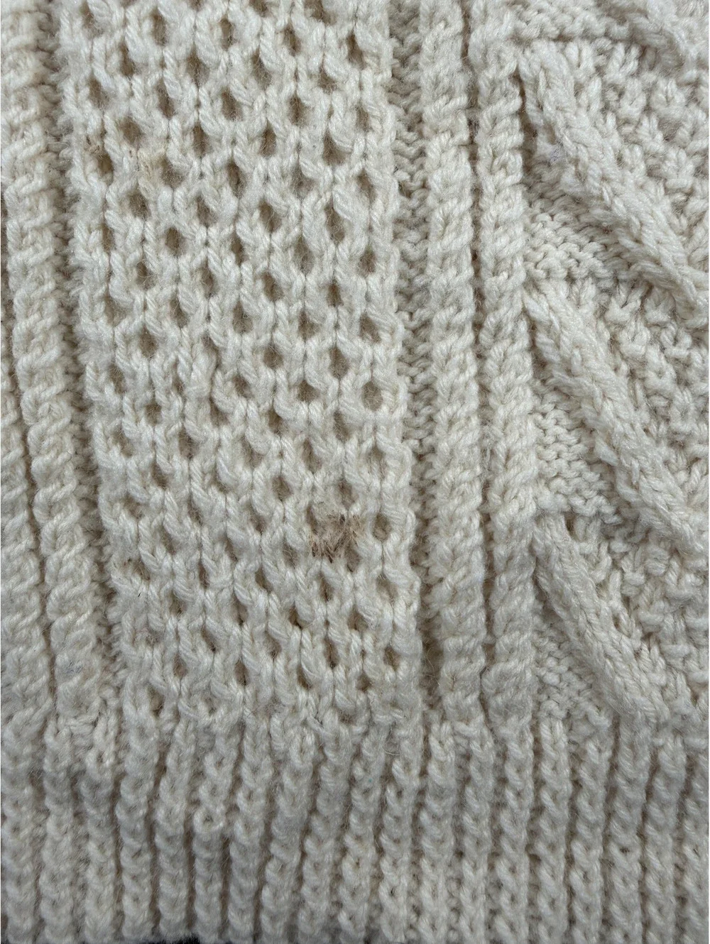 Aran Crafts Handknit 100% Pure Wool Irish Sweater Cream Cable Knit - Picture 4 of 7
